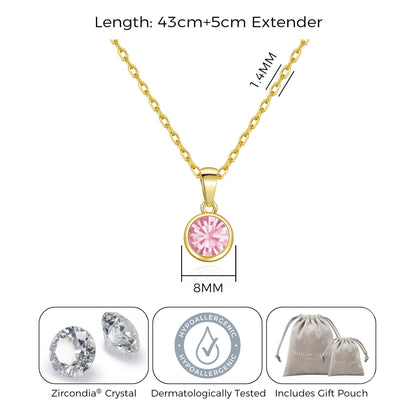 18k Gold Plated October (Tourmaline) Birthstone Necklace Created with Zircondia® Crystals