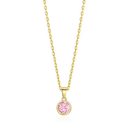Gold Plated October (Tourmaline) Birthstone Necklace Created with Zircondia® Crystals