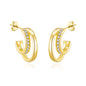 Gold Plated Open Double Hoop Earrings Created With Zircondia® Crystals