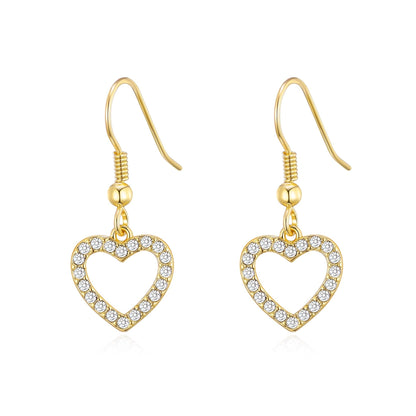 Gold Plated Open Heart Drop Earrings Created with Zircondia® Crystals