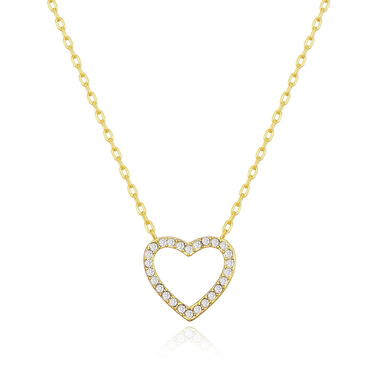 Gold Plated Open Heart Necklace Created with Zircondia® Crystals
