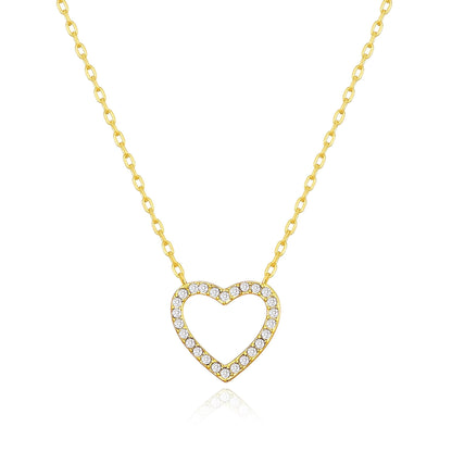 Gold Plated Open Heart Necklace Created with Zircondia® Crystals