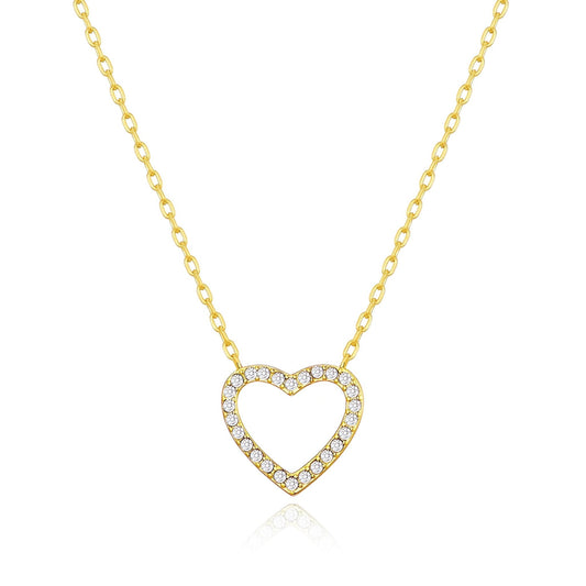 Gold Plated Open Heart Necklace Created with Zircondia® Crystals
