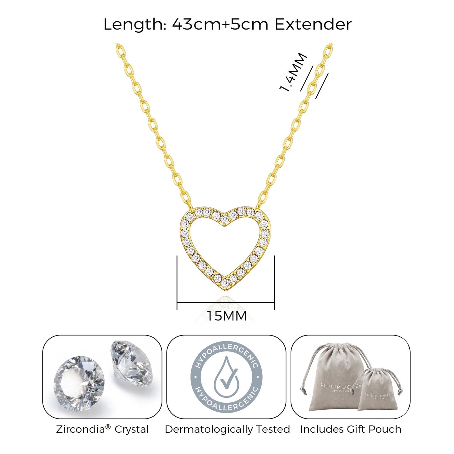 Gold Plated Open Heart Necklace Created with Zircondia® Crystals