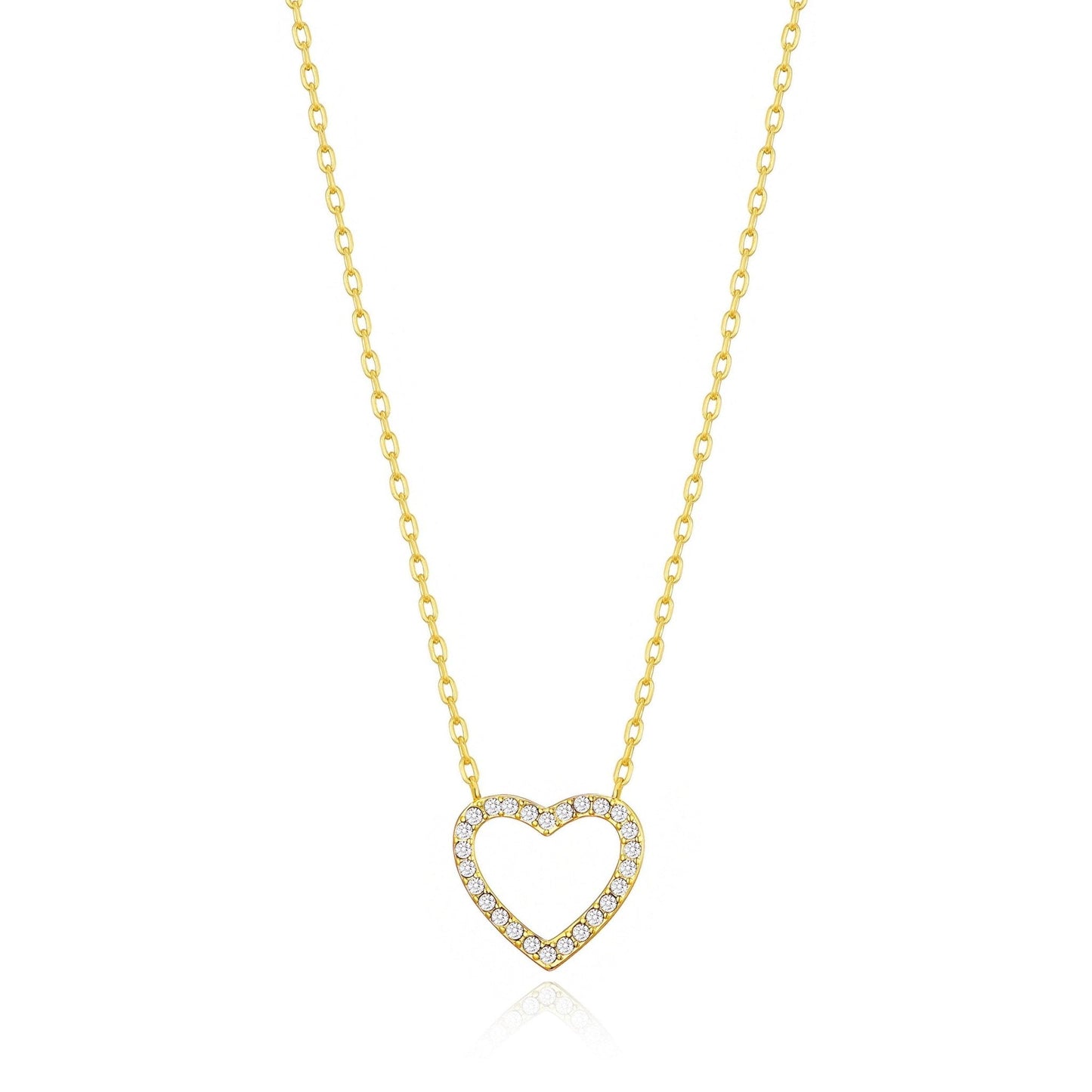 Gold Plated Open Heart Necklace Created with Zircondia® Crystals