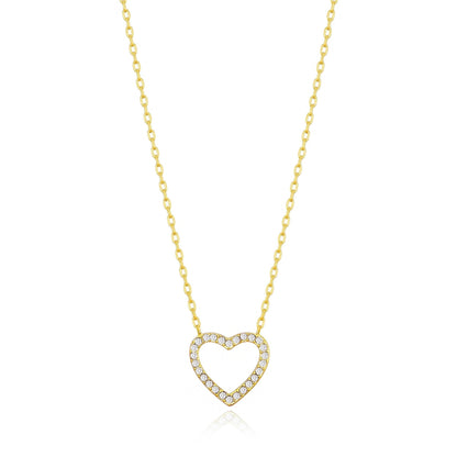Gold Plated Open Heart Necklace Created with Zircondia® Crystals