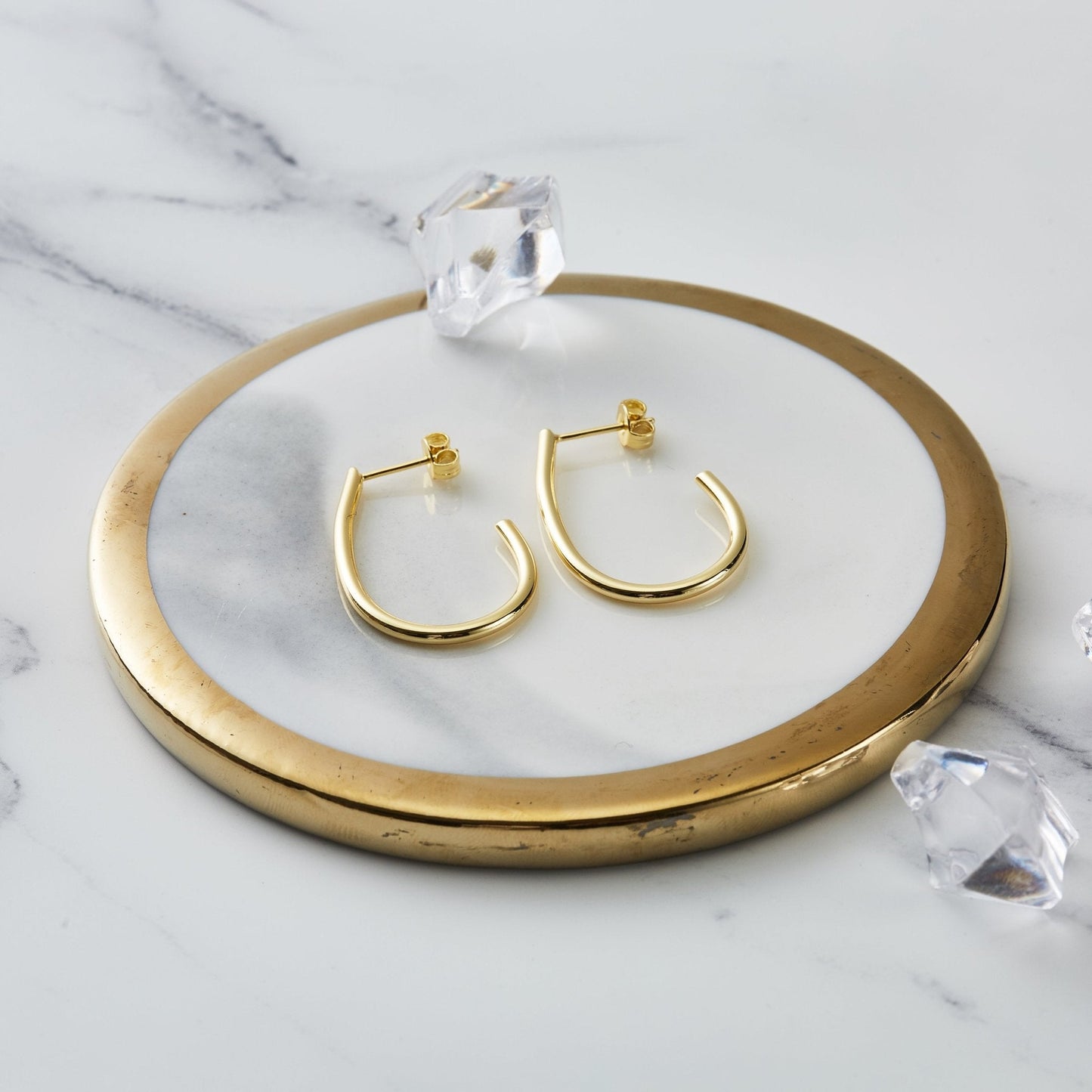 Gold Plated Oval Hoop Earrings
