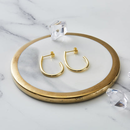 Gold Plated Oval Hoop Earrings