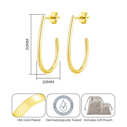 Gold Plated Oval Hoop Earrings