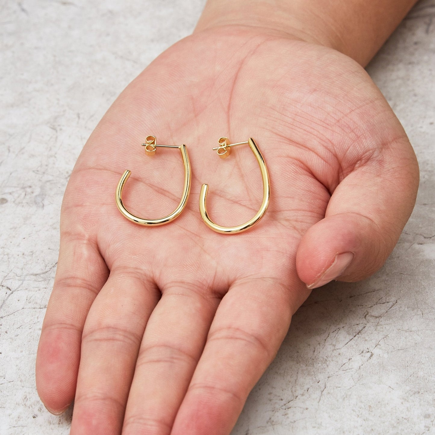 Gold Plated Oval Hoop Earrings