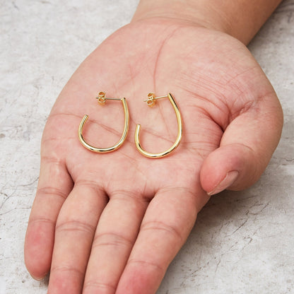 Gold Plated Oval Hoop Earrings