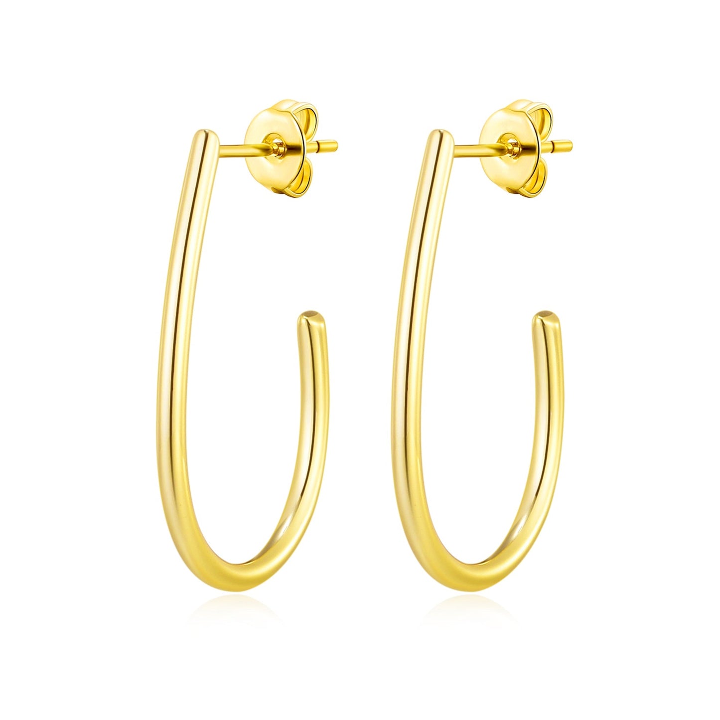 Gold Plated Oval Hoop Earrings