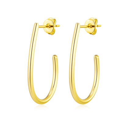 Gold Plated Oval Hoop Earrings