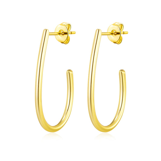 Gold Plated Oval Hoop Earrings