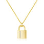 Gold Plated Padlock Necklace Created with Zircondia® Crystals