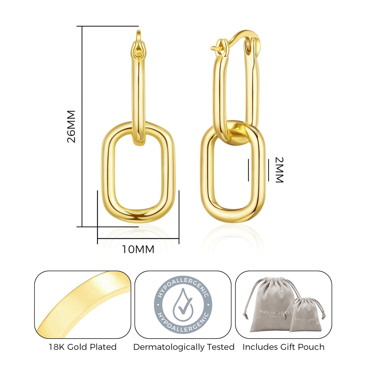 Gold Plated Paperclip Earrings