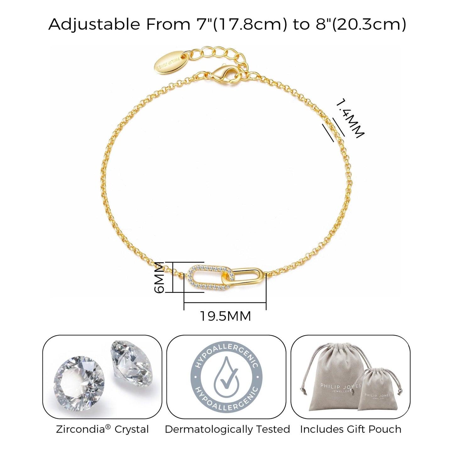 Gold Plated Paperclip Link Bracelet Created with Zircondia® Crystals