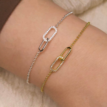 Gold Plated Paperclip Link Bracelet Created with Zircondia® Crystals