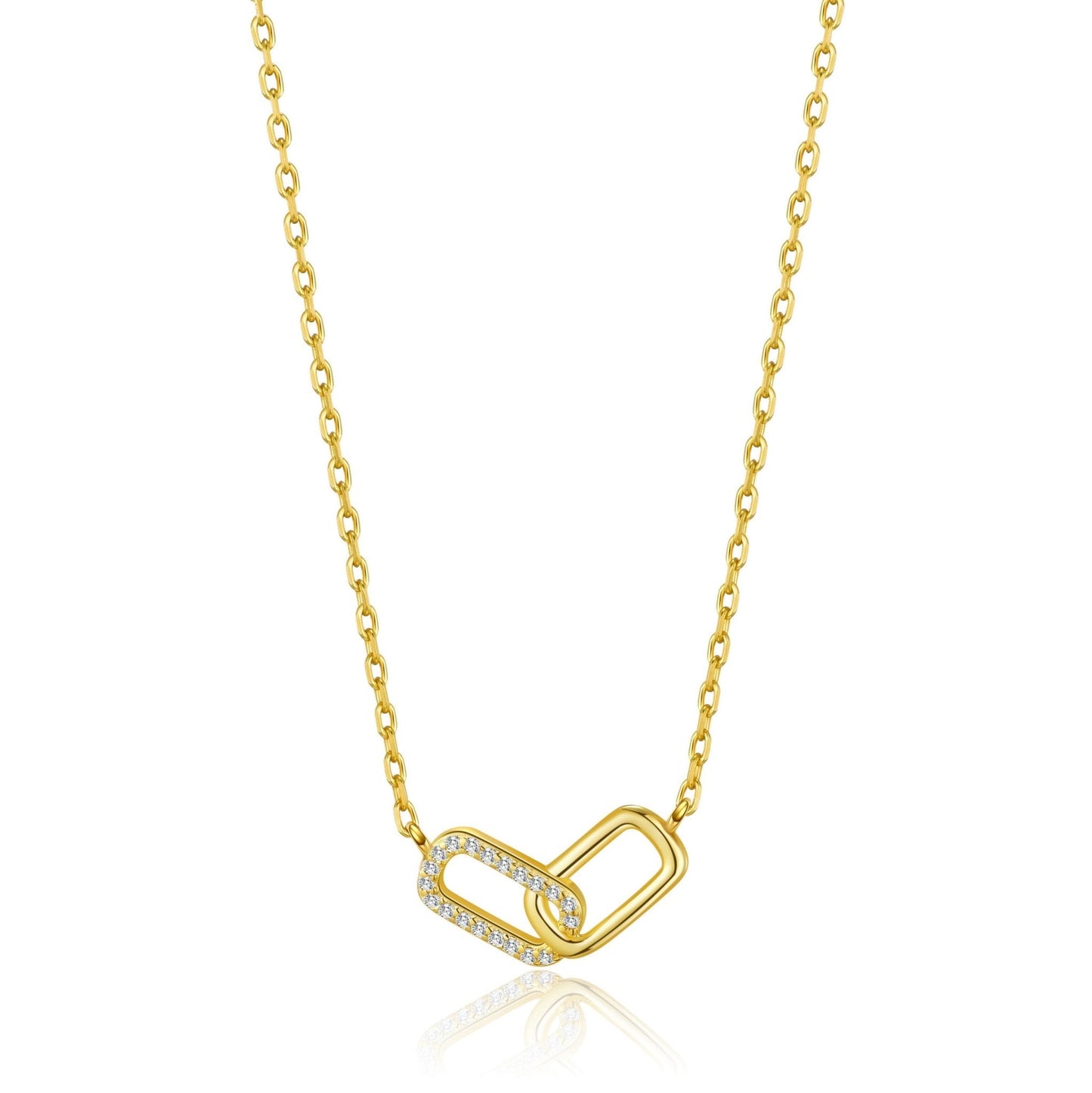 Gold Plated Paperclip Link Necklace Created with Zircondia® Crystals