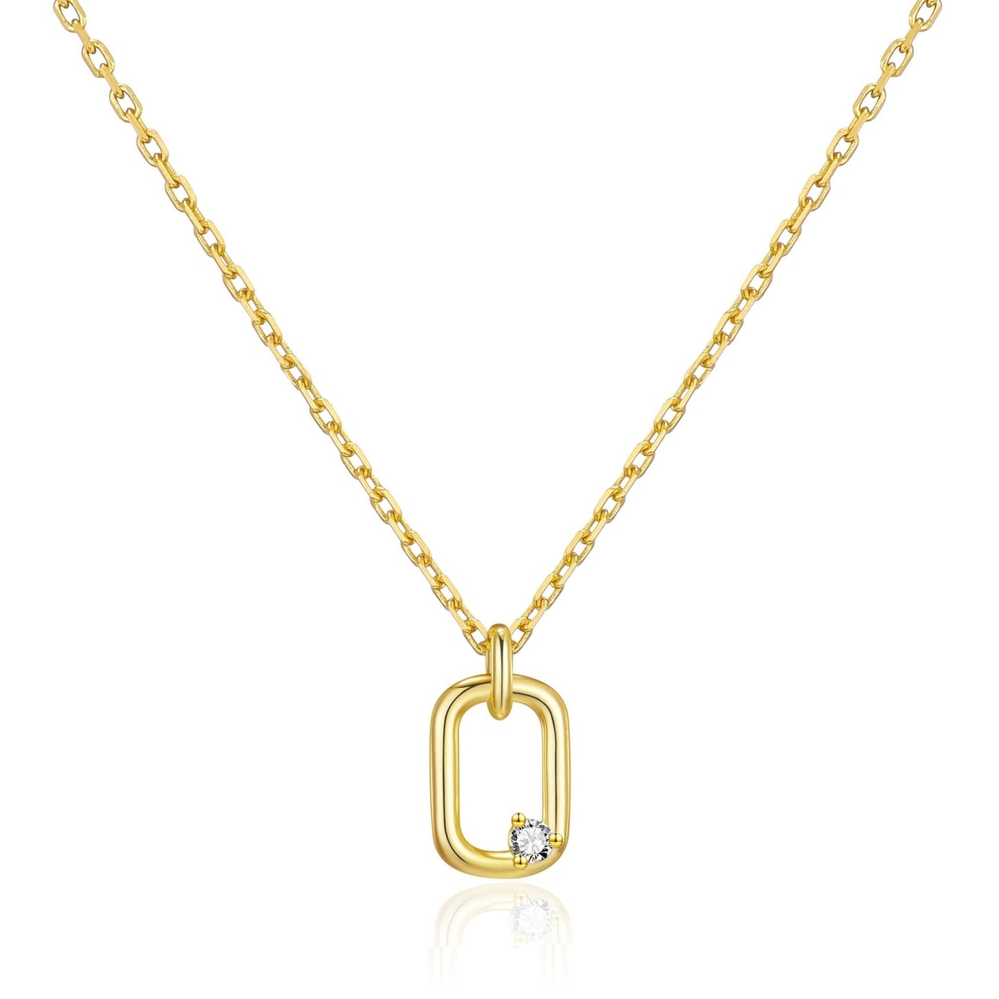 Gold Plated Paperclip Necklace Created with Zircondia® Crystals