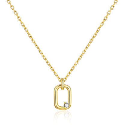 Gold Plated Paperclip Necklace Created with Zircondia® Crystals