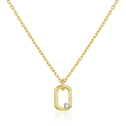 Gold Plated Paperclip Necklace Created with Zircondia® Crystals