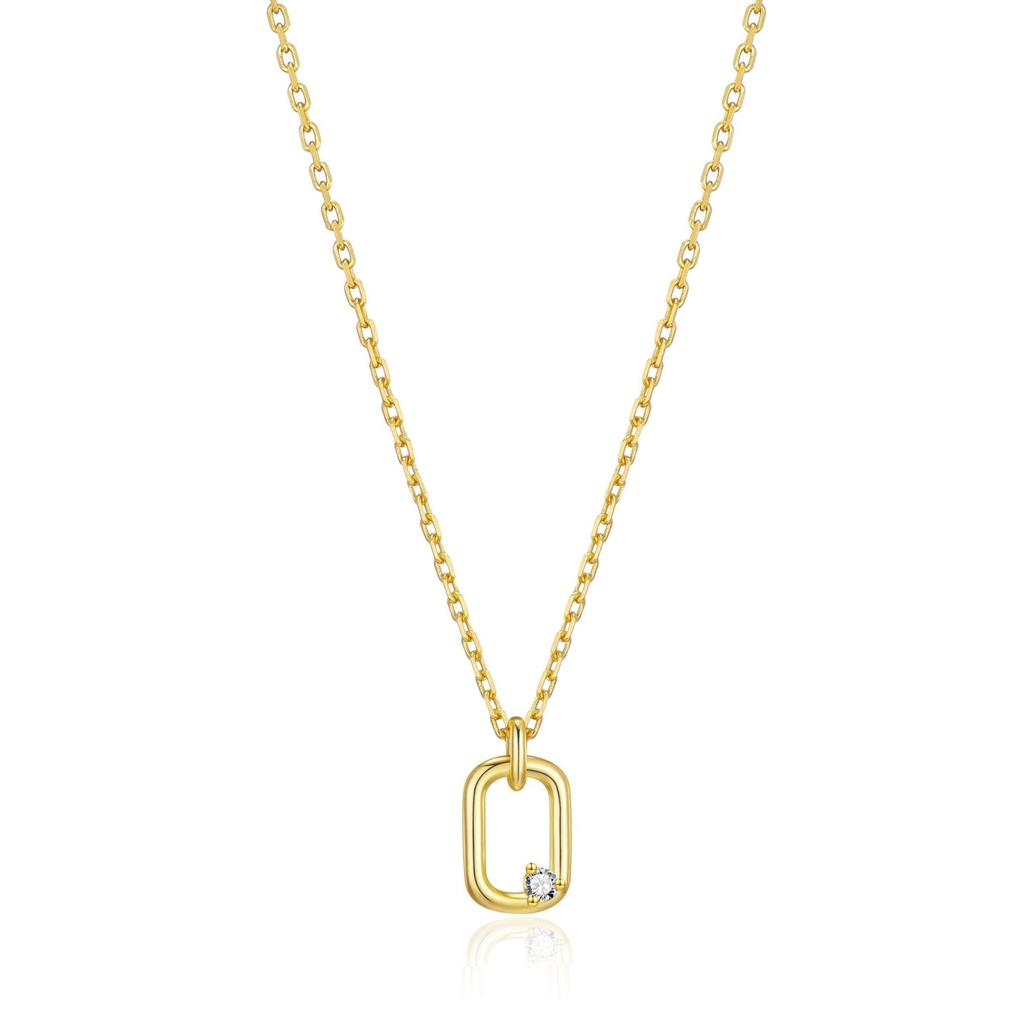 Gold Plated Paperclip Necklace Created with Zircondia® Crystals