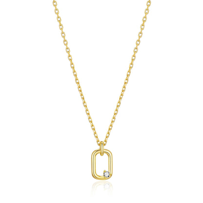 Gold Plated Paperclip Necklace Created with Zircondia® Crystals
