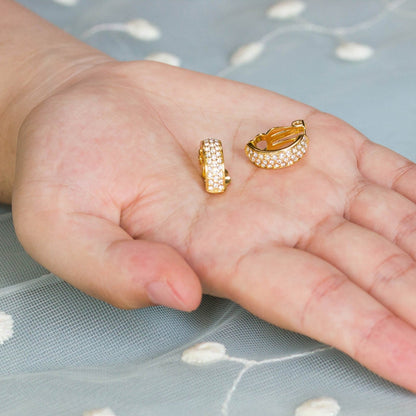 Gold Plated Pave Clip On Earrings Created with Zircondia® Crystals
