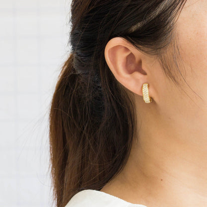 Gold Plated Pave Clip On Earrings Created with Zircondia® Crystals