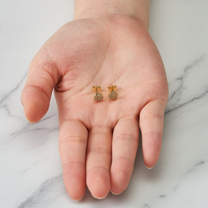 Gold Plated Pave Round Earrings Created with Zircondia® Crystals