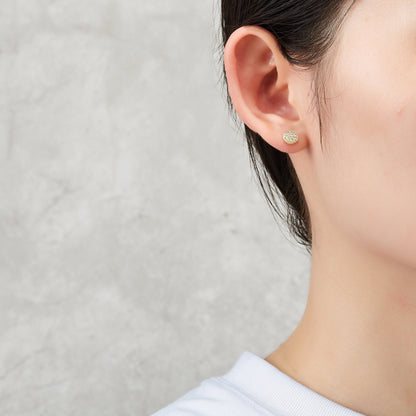 Gold Plated Pave Round Earrings Created with Zircondia® Crystals