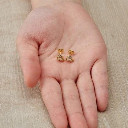 Gold Plated Pear Halo Earrings Created with Zircondia® Crystals