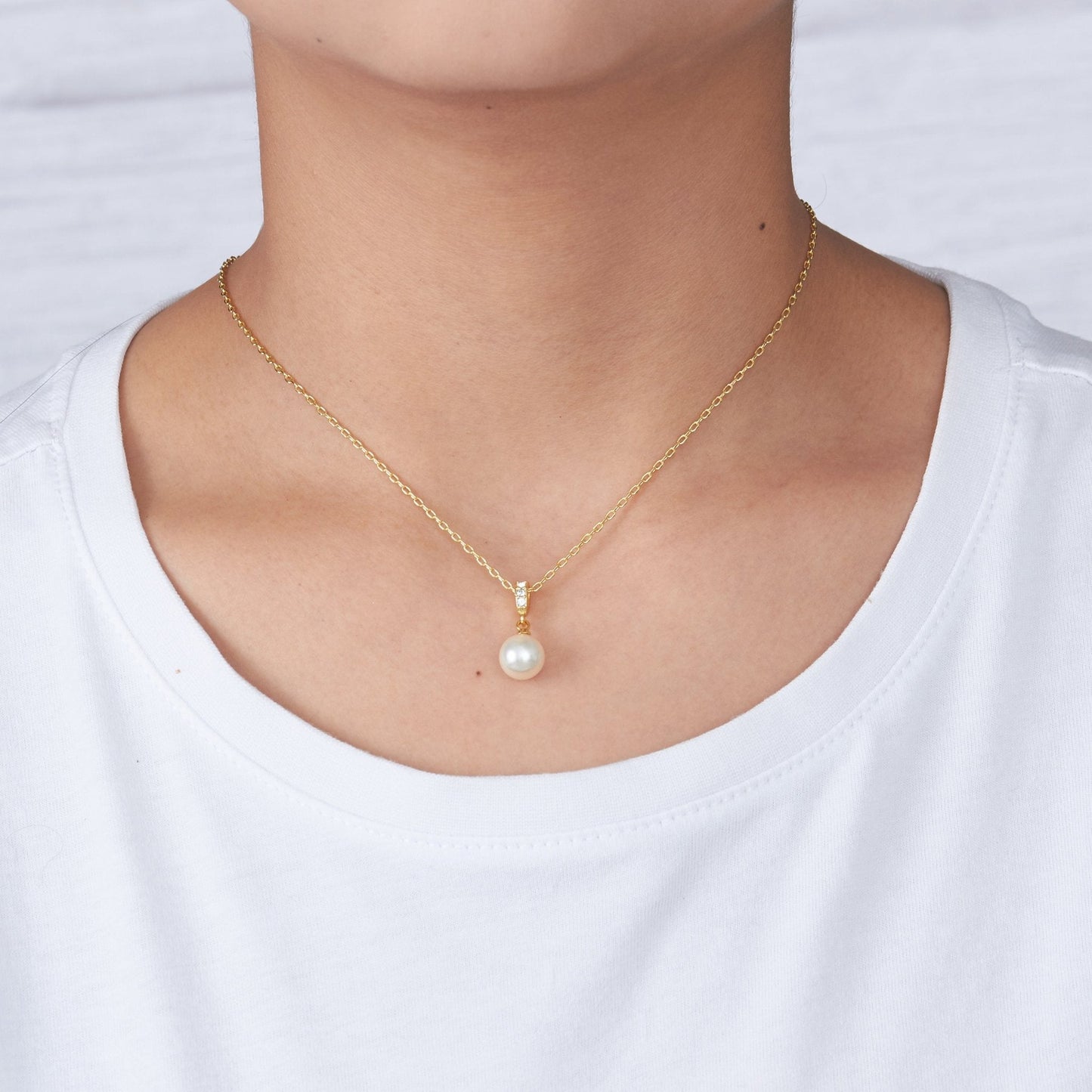 18k Gold Plated Pearl Drop Set Created with Zircondia® Crystals