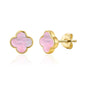 Gold Plated Pink Mother of Pearl Gemstone Clover Earrings