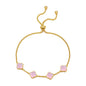 Gold Plated Pink Mother Of Pearl Multi Clover Friendship Bracelet