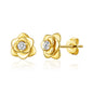 Gold Plated Rose Earrings Created with Zircondia® Crystals