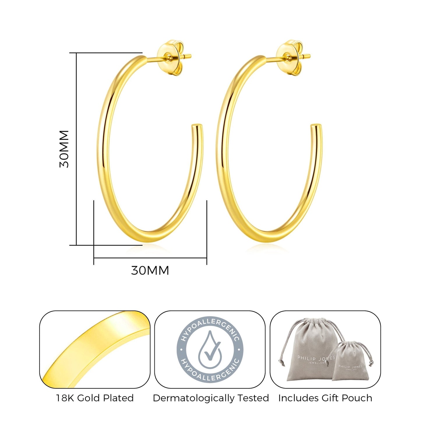Gold Plated Round Hoop Earrings
