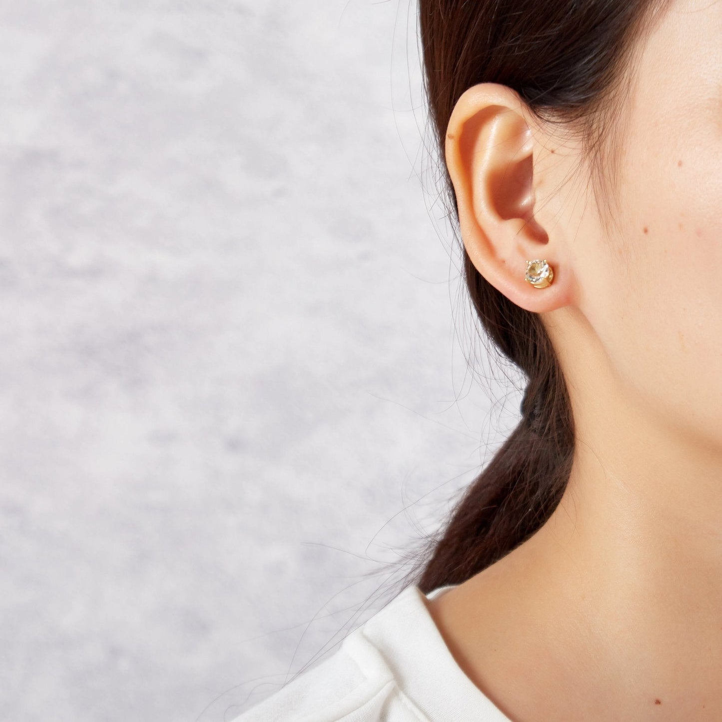 Gold Plated Round Magnetic Clip On Stud Earrings Created with Zircondia® Crystals