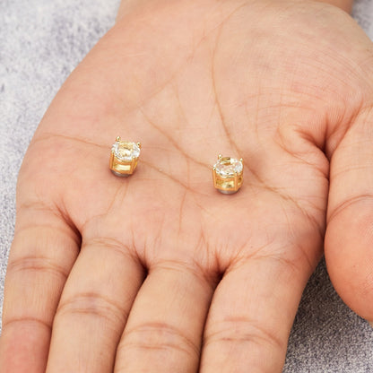 Gold Plated Round Magnetic Clip On Stud Earrings Created with Zircondia® Crystals