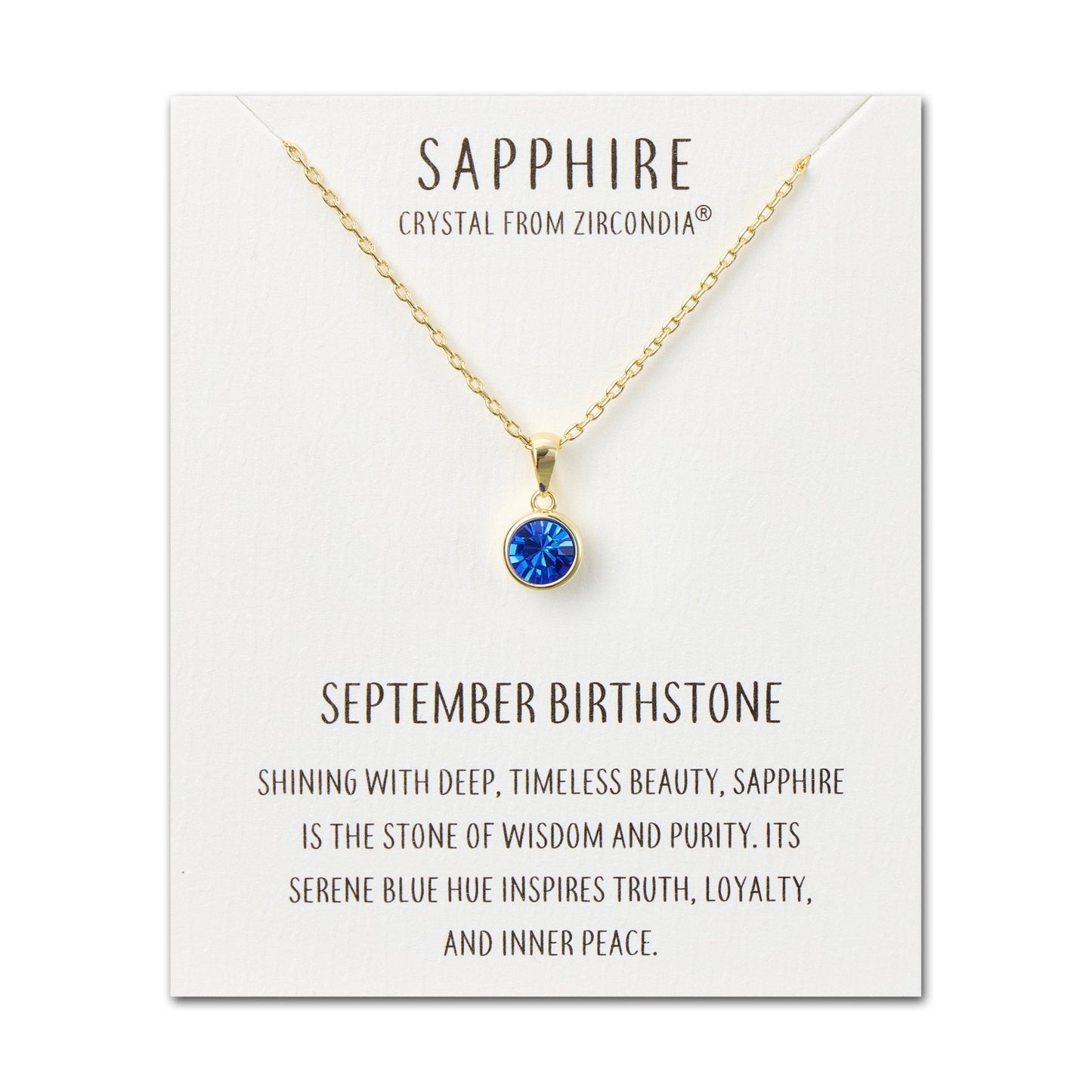 Gold Plated September (Sapphire) Birthstone Necklace Created with Zircondia® Crystals