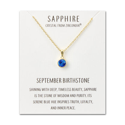Gold Plated September (Sapphire) Birthstone Necklace Created with Zircondia® Crystals