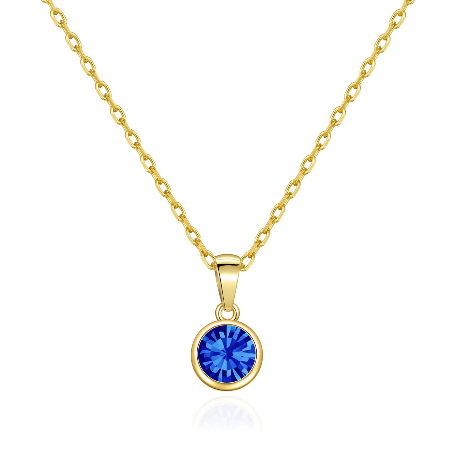 Gold Plated September (Sapphire) Birthstone Necklace Created with Zircondia® Crystals