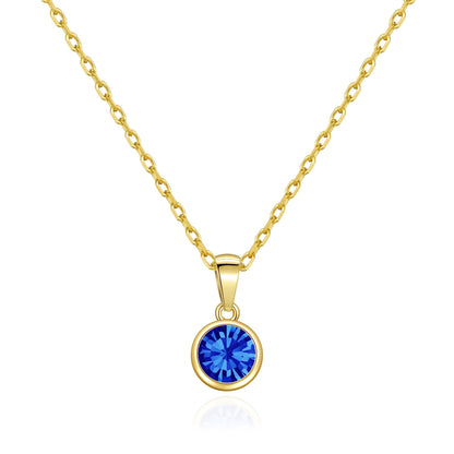 Gold Plated September (Sapphire) Birthstone Necklace Created with Zircondia® Crystals