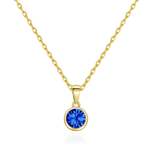 Gold Plated September (Sapphire) Birthstone Necklace Created with Zircondia® Crystals
