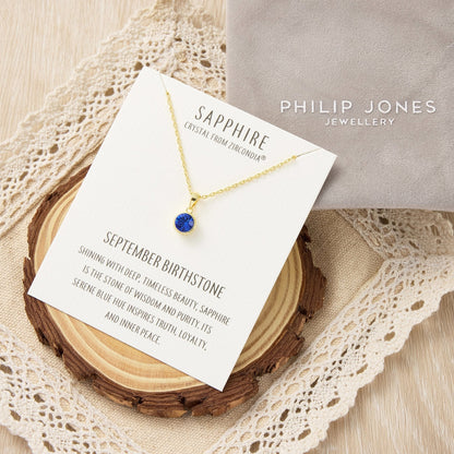 Gold Plated September (Sapphire) Birthstone Necklace Created with Zircondia® Crystals