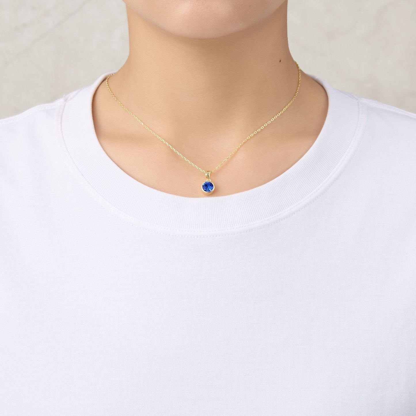 Gold Plated September (Sapphire) Birthstone Necklace Created with Zircondia® Crystals