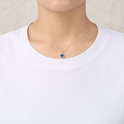18k Gold Plated September (Sapphire) Birthstone Necklace Created with Zircondia® Crystals