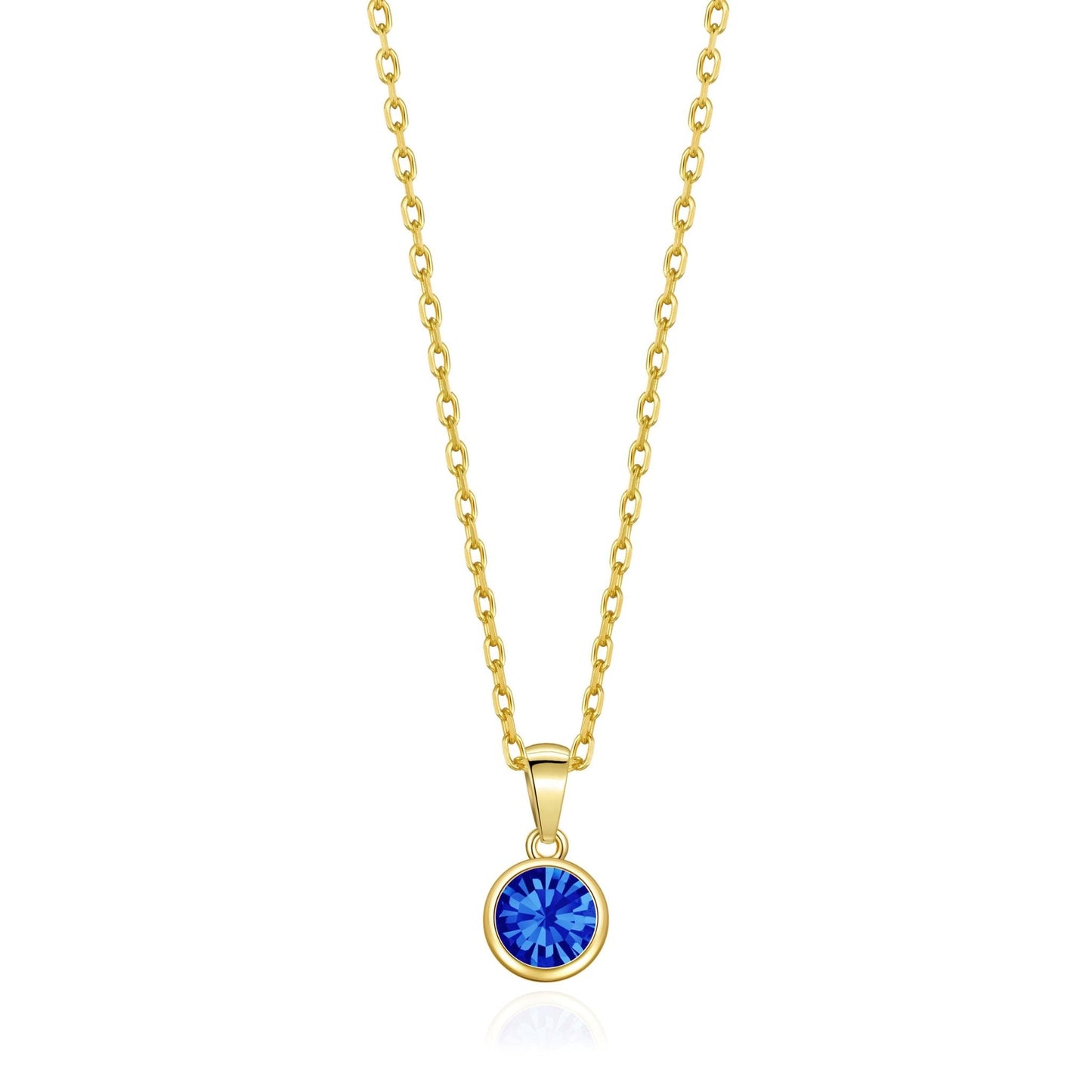Gold Plated September (Sapphire) Birthstone Necklace Created with Zircondia® Crystals