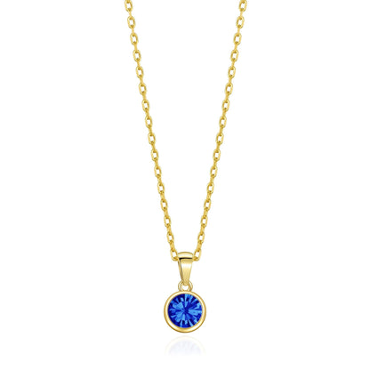 Gold Plated September (Sapphire) Birthstone Necklace Created with Zircondia® Crystals